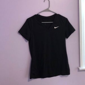 V neck black exercise tee